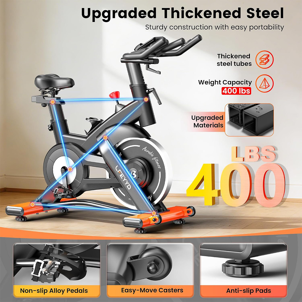 Pooboo Exercise Bike,400LB Mag - Exercise Bike Magnetic Resistance recension och pris